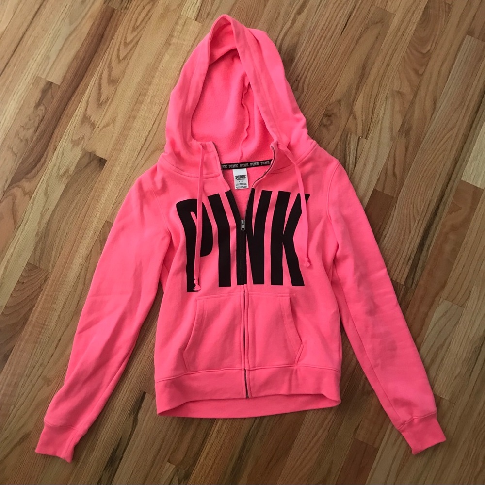 VS Pink Zip Up Sweatshirt Size Small